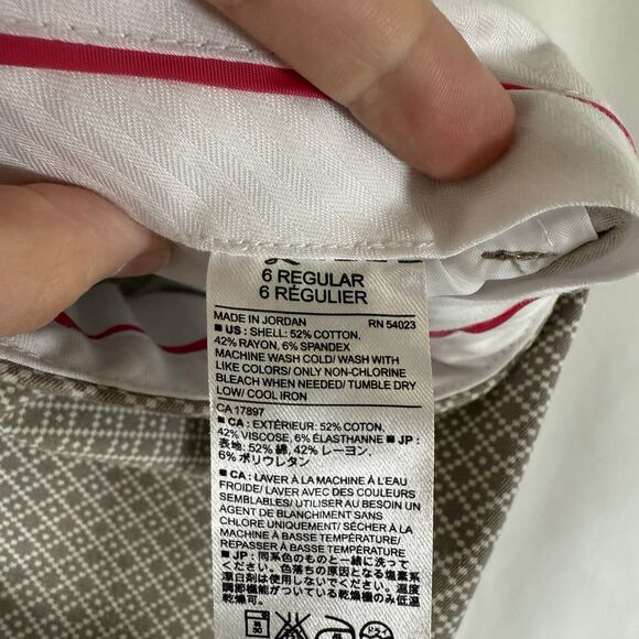 Banana Republic Pants Women's 6R Brown Check Mid Rise Flat Front - Picture 7 of 10